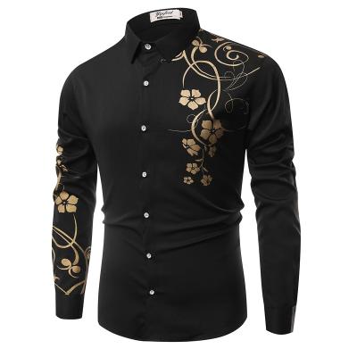 China New youth anti-pilling clothes men's Bauhinia men's long-sleeved shirt Blusas Verano men's casual embroidered shirt for sale