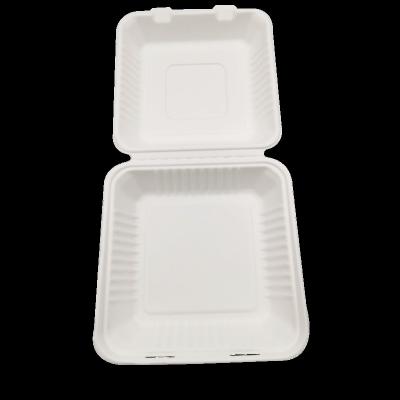 China Disposable Biodegradable Sugar Cane Packaging Top Blocks 9inch Bagasse Burger Box Bagasse Disposable Food Container for sale