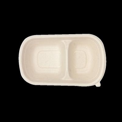 China Disposable Biodegradable Fast Food Box 750ml 2 - COM Container Rectangular Sugarcane Bagasse Container for sale