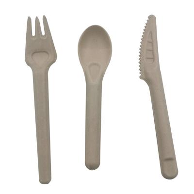 China Minimalist Biodegradable Cutlery 100% Compostable Utensils Bagasse Disposable Spoon Fork Knift for sale