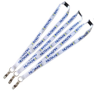 China Classic Custom White Silk-screen Printing Polyester Lanyard Id Card Badge Holder Lanyard for sale