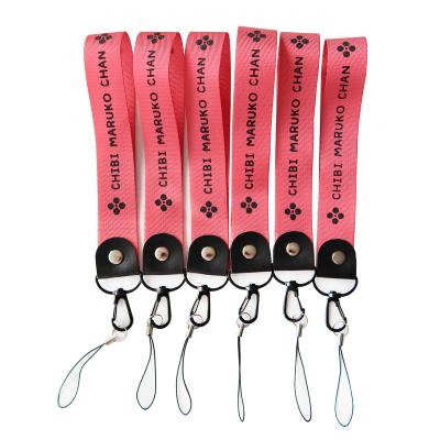 China Polyester Hot Sale Red Key Chain Short Lanyard Wrist Key Ring Holder Strap Custom Lanyard for sale