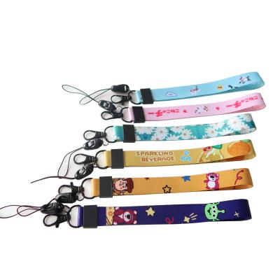 China Anime Phone Lanyard Sublimation Strap Wrist Polyester Short Key Key Chain Custom Lanyard for sale