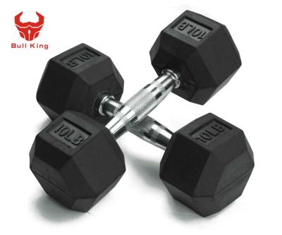 China Hex Universal Rubber Coated Dumbbell 10lb for sale