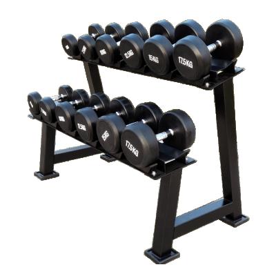 China Fixed Base 2 Row Storage Fixed Low Dumbbell Racks For Round Head And Hex Dumbbells With CE And ISO Certifications for sale