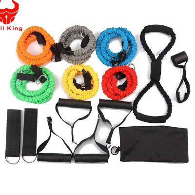 China Wholesale Durable High Resistance Band Work Out 11 Pcs Custom Fabric Resistance Bands Set With Cloth Covered For Gym Fitness for sale