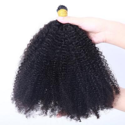 China Jerry Curl Wholesale Curly Customized Double Drawn Micro Remy Link Hair I Tip Hair Extensions for sale