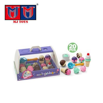 China Portable Plastic Early Education Pretend Role Play Toy 20Pcs Ice Cream Dessert Set Pretend Room Game Toy For Girls Kids Gift MJ240797 for sale