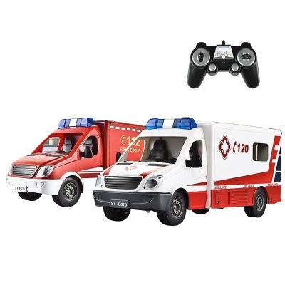 China 2.4 GHz Wireless 1:18 Fire Rescue Vehicle Remote Control RC Ambulance Model With Radio Control Light Truck Toys for sale