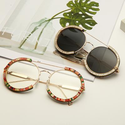 China INS Style Environmental Friendly NWOGLSS Didmond Diamond Round Women Outdoor Sunglasses for sale