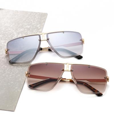 China Custom Logo Gradient Color Lens Fashion Rimless Sunglasses Environmentally Friendly for sale