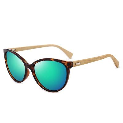 China Promotion Environmental Friendly Women Trend Cat Frame Bamboo Wood Sunglasses for sale