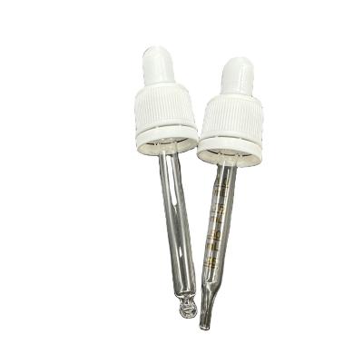 China Non Spill 18-415 White ribbed temper evident dropper cap with 1ml graduated pipette glass bottle dropper for sale