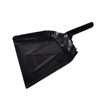 China Household factory price 12 inch heavy duty black metal hand held dust pan for home and commercial cleaning of dust and debris for sale