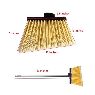 China PP Shroud /PET bristles HIgh Quality Popular Heavy Duty Angle Broom Head with Long Handle for Garden Household Industrial Floor Cleaning for sale