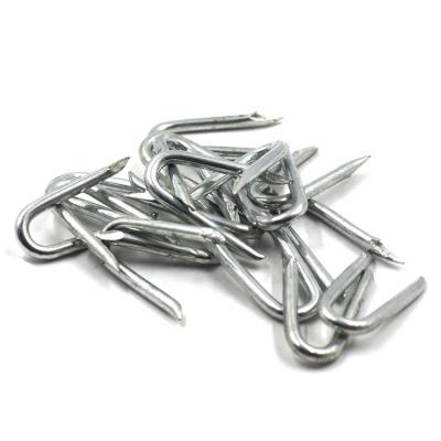 China Flat Galvanized U Fencing Staples With Single Double Barbed Leg for sale