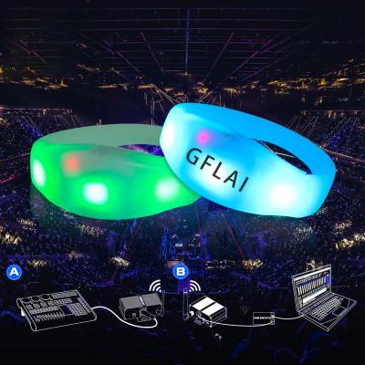 China Hot Sales ABS+Silicone Custom 5 Logo Flashing Modes Lights Wristbands DMX LED Remote Control Wristband For Party Supplier for sale