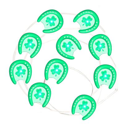 China Battery Operated Green Festival Decoration 8 Modes Flashing Horseshoe St Patrick's Day String Lights LED for sale