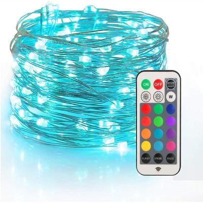 China Free Shipping Hot Sales Party Holiday Wedding Decoration In USA Christmas Colors 33ft Change Fairy USB LED String Twinkle Lights With RF Remote for sale