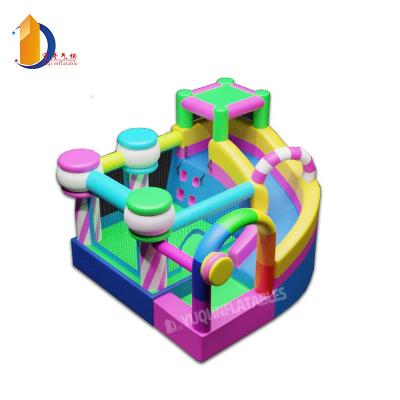 China Amusement Park Inflatable Bounce House, Slide Bouncer With Blower, Jumping Bouncy Castle With Slide Indoor Outdoor For Kids for sale