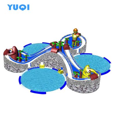 China High Quality PVC Tarpaulin Inflatable Fun Water Park Floating Land Park With Pool for sale