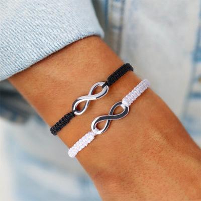 China Cute Handmade Black/White Rope Braid Bracelet Bangle For Women Men Charm Adjustable Cuff Jewelry Gift FreeShipping for sale