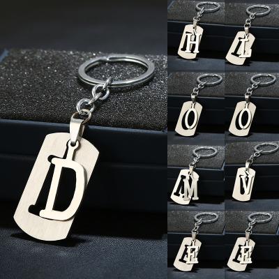 China Wholesale Letters Lock Chain For Name Silver Color Key Chain Men Women Car Steel Key Ring Simple Key Holder Party Gift Jewelry Customized for sale