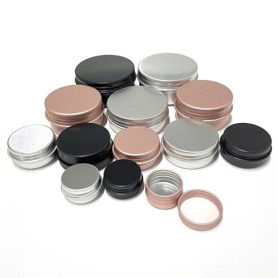 China Religious Activity Mini Round Empty Aluminum Tin Storage Jars With Lid For Spice Tea Box Organizer Cream Balm Nail Candle Cosmetic Jar for sale