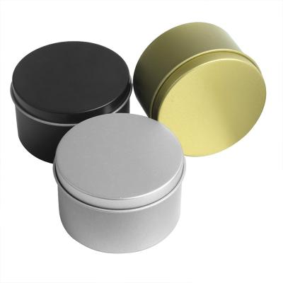 China Religious Activities 12Pcs Round Tin Box Candle Tin Black Metal Gold Silver Jar Storage Jar Empty Plain Screw Cap Boxes Creams Cosmetic Container Candl for sale