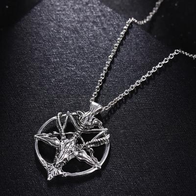 China Retro Men's Star Pentagon Goat Head Goat Head Vintage Fashion Necklace Skull Steampunk Necklace Jewelry Unisex Alloy Chain Pendant Casual/Sporty Luck for sale