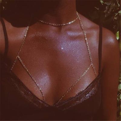 China Fashion Cute Women's Sexy Sequins Bra Bikini Beach Harness Necklace Waist Belly Body Chain Fashion Jewelry for sale