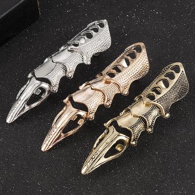 China 2022 NEW Fashion Men Boys Cute Cospaly DIY Gold Joint Rings Armor Knuckle Metal Full Finger Rings Cool Punk Rock Gothic Roll for sale