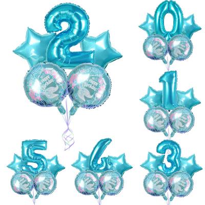 China 5pcs Movie Mermaid Theme Party Aluminum Foil Balloons The Little Mermaid Balloon Kids Birthday Party Decorations Number Balloon Mermaid Baby Showe for sale