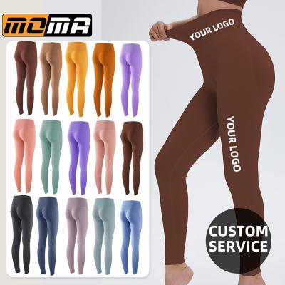 China MOMA Solid Color Logo High Waist Tummy Control Outdoor Sports Fitness Yoga Pants Breathable Custom Gaiters for sale