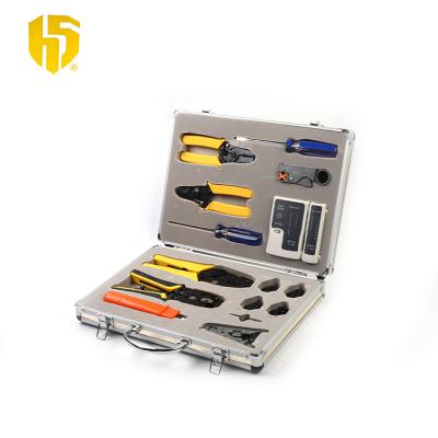 China Mulit-purpose Network Coaxial Tool Kit Set with Crimp Punch Tape Cutting Tool Tester for sale