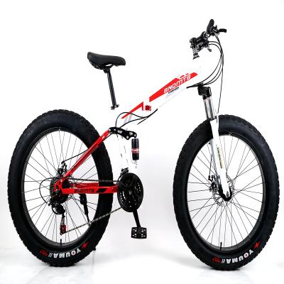 China 26 inch steel folding bike bicycle cruiser bike/fat tire folding bike with 26*4.0 tire/full suspension fat tire mountain bike for men for sale