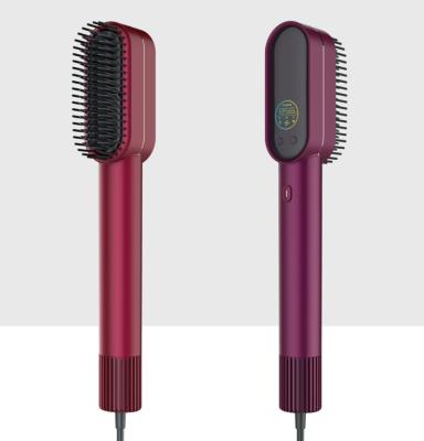 China 2023 New Ionic Blow Dryer Electric Heating Comb Ionic Hair Straightener Hot Brush With LCD Display Screen for sale