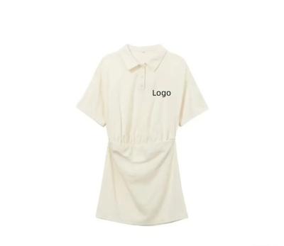 China Sustainable Custom Letter Pattern Polo Collar Loose High-Waisted Short-Sleeved Dress for sale