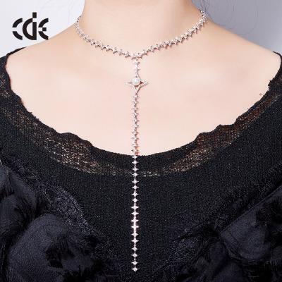 China Fashion/Elegant/Trendy Custom Made Long Tassel Logo Necklace Costume Jewelry Sweater Chain for sale