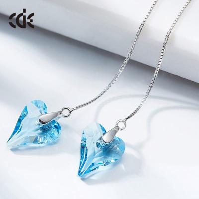 China CLASSIC Rhinestone Colored Crystal Heart Long Chain Earrings Elegant For Women for sale