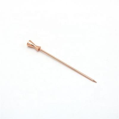 China Rose Gold Plated Double Jigger Top Cocktail Olive Martini Appetizer Fruit Dessert Cocktail Stick Viable Copper Skewer for sale