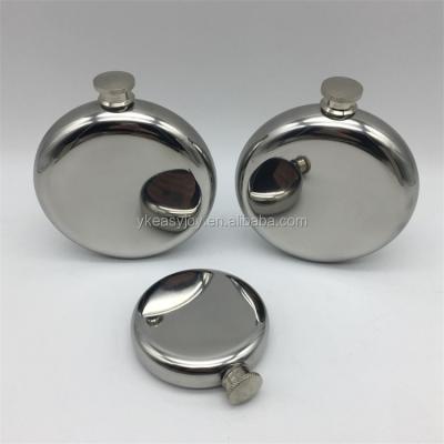 China MOQ 100pcs 3/5/8oz Metal Stainless Steel High Quality Round Hip Flask for sale