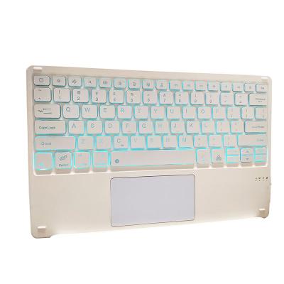 China Anti-ghosting portable radio blue tooth keyboard case backlight blue keyboard with touchpad for Windows Android IOS for sale