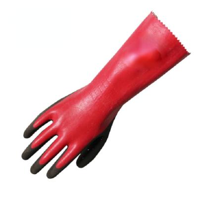 China Widely PVC Extended Long Sleeve Waterproof Fully Dipped Latex Coated Chemical Resistant Safety Gloves for sale