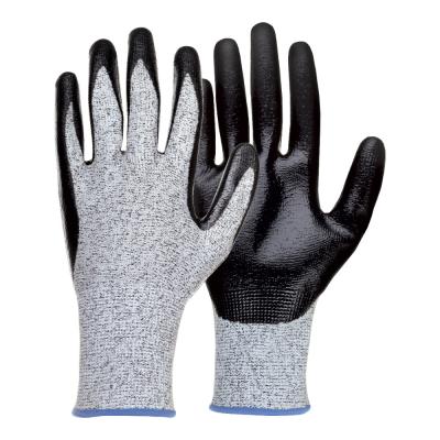 China Glass Industry Grade 5 Anti-Cut Gloves Hemp Ash HPPE Polished Nitrile Gloves for sale