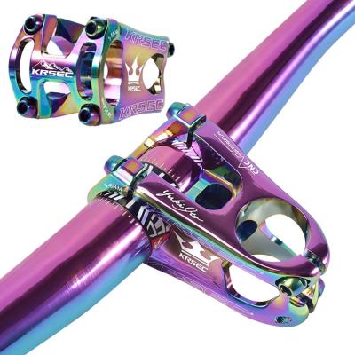 China KRSEC 31.8*50MM CNC Bicycle Light Colorful Rainbow MTB Short Stem Bike Handlebar Stem For Bicycle for sale