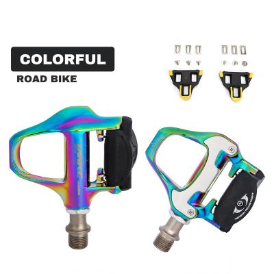 China Road Bikes Cycling Parts Sealed Support SPD Bicycle Pedal Rainbow Road Self-Locking Bike Steady Pedal for sale