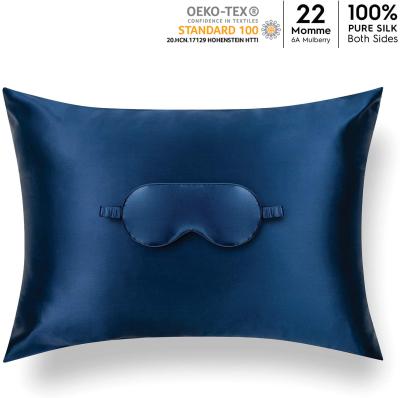 China Viable Luxury Travel Silk Pillow Case And Eye Mask Set With Package Bag 100% Mulberry Silk Pillow for sale