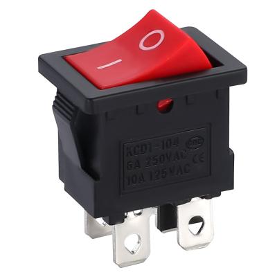 China Electrical Equipment KCD1-104 4pins Rocker Switch 250V Red for sale