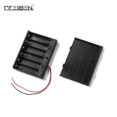 China Wire Leads 150mm 6 Section 9V Battery Holder Waterproof Black Box With Cover for sale